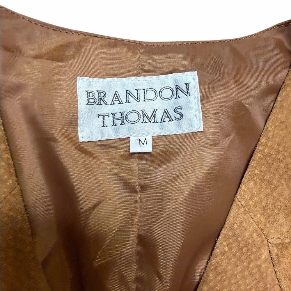 🤠 Brandon Thomas 100% Suede Leather Western Vest Tan Brown‎ M✨ - Picture 4 of 7